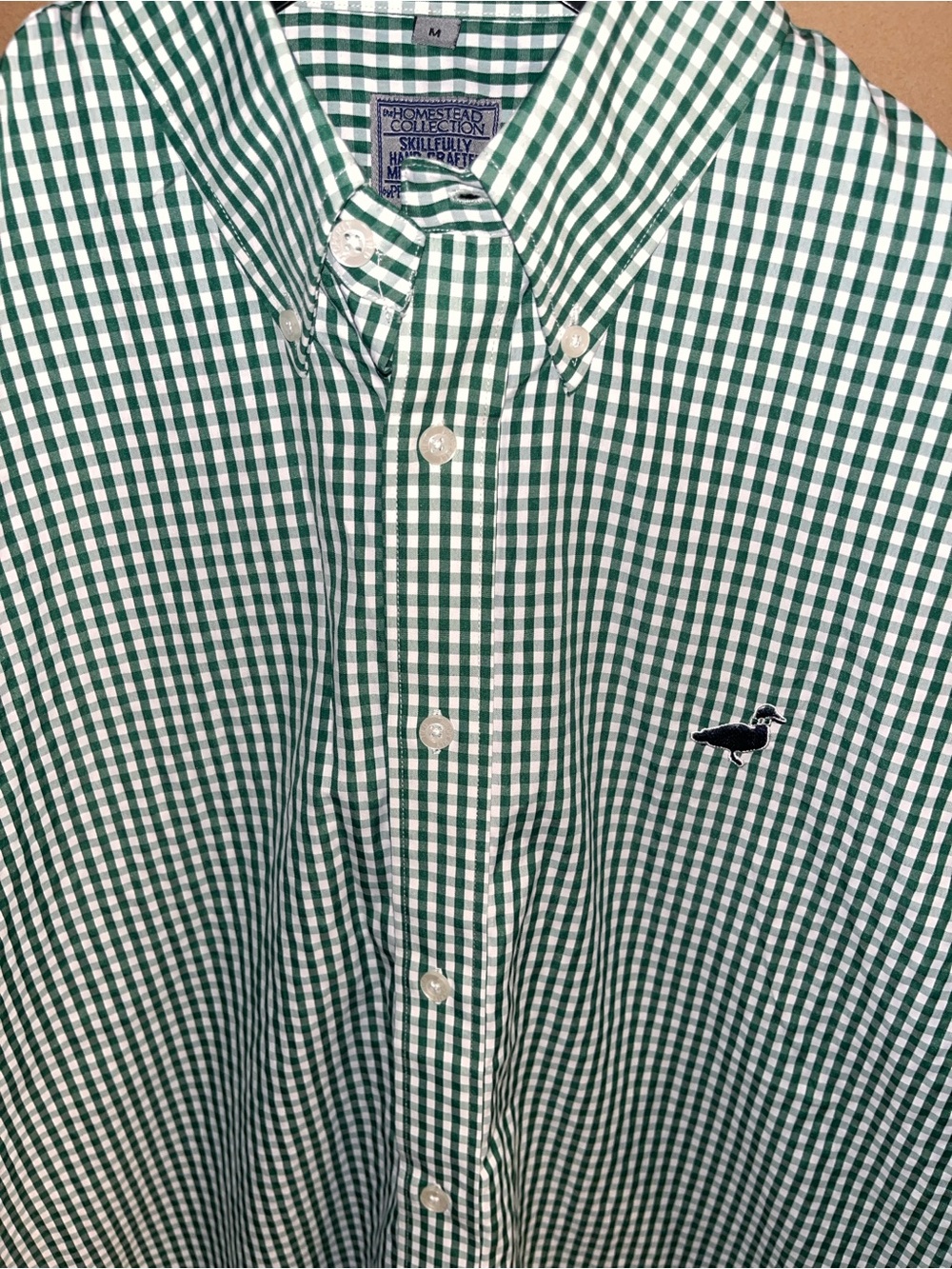 Properly Tied Dress Shirts Mens Sz M Green Checkered Button Up Duck Logo LS Mint
